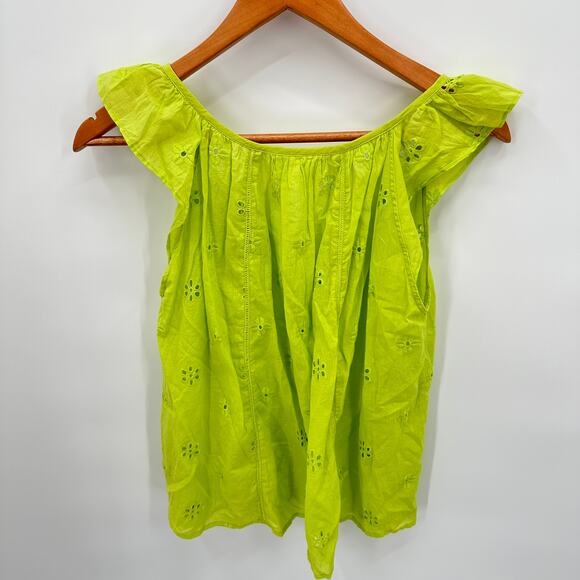 VELVET by GRAHAM & SPENCER NWT Coco Cotton Eyelet Ruffle Tank Blouse Top // L - Picture 12 of 14